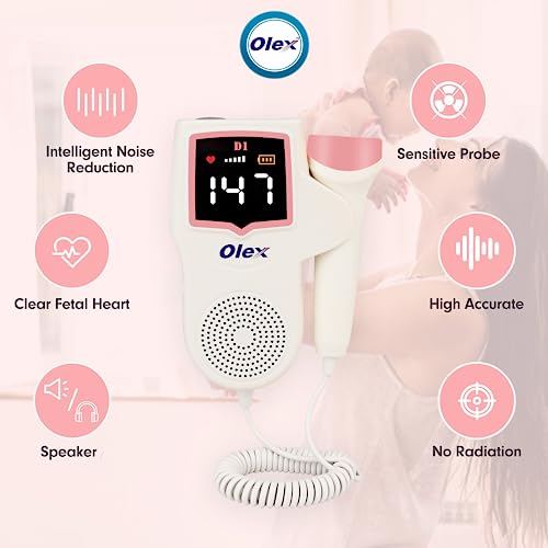 Image of Olex Fetal Doppler for Prenatal Baby Heartbeat Sound Monitor with Speaker | Free Ultrasound Gel (10 ml) and 2 Batteries | Extra Sensitive Probe Measure Heartbeat from 10 Weeks