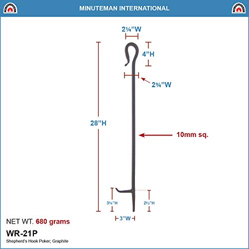 Minuteman International Shepherd's Hook Single Poker Fireplace Tool, Graphite #TOP1