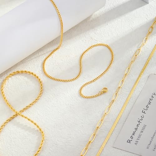 MFRYK Gold 4-Layer Necklace Set for Women,Paperclip, Snake,Rope&Curb Chains by MFRYK - Used condition - Image 5