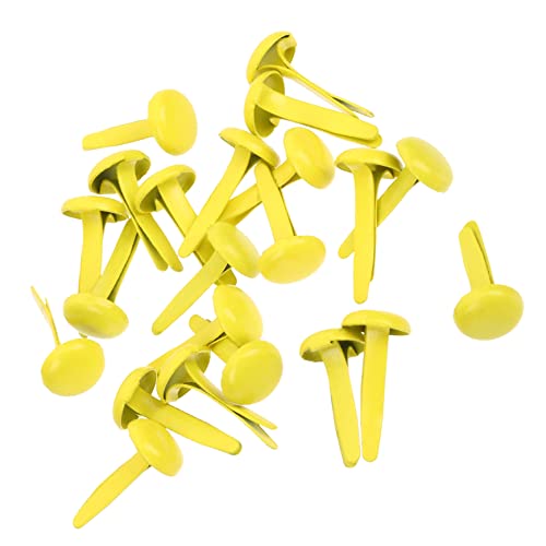 Housoutil 500pcs Metal Paper Fastener Scrapbooking Supplies Small Round Head Fasteners Brads Junk Journal Flat Paper Fasteners Paper Craft Crafts Craft Supplies Scrapbooking Kit Yellow Iron