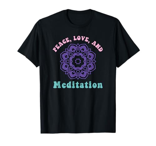 Pace Amore e Meditazione New Age Yoga e Mandala e Yogi Maglietta