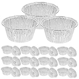 QUMIIRITY 100 Stück Einweg Aluminiumfolie Backförmchen Runde Muffinförmchen Einweg Backcups für Mini Eierkuchen Tarteformen und Kuchen Backzubehör aus Hochwertiger Aluminiumfolie