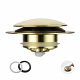 Brushed Gold Bath Tub Drain Stoppers,Wellup Universal Pop Up Bathtub Drain Stopper Replacement Tip Toe, Lift and Turn for Bathtub,EZ Bath tub Plug Conversion Kit Assembly (Gold Brushed)
