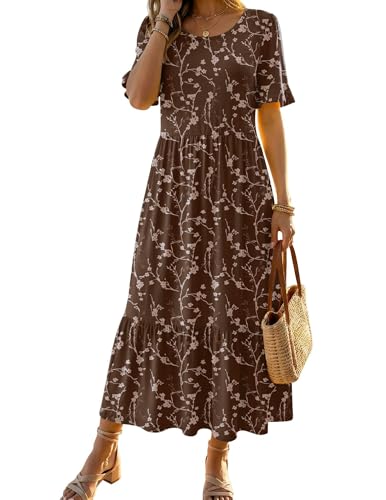 Image of Zeagoo Womens Summer Dresses 2026 Casual Midi Dress Flowy Sundress Ruffle Short Sleeve Tiered Dresses A Line Boho Dress