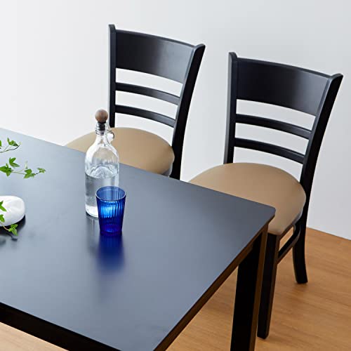 Livinia Cabin Dining Chair Set Of 2, Solid Malaysian Oak Pu Leather Upholstered Cushion Seat Wooden Ladder Back Side Chairs (Black) #TOP4