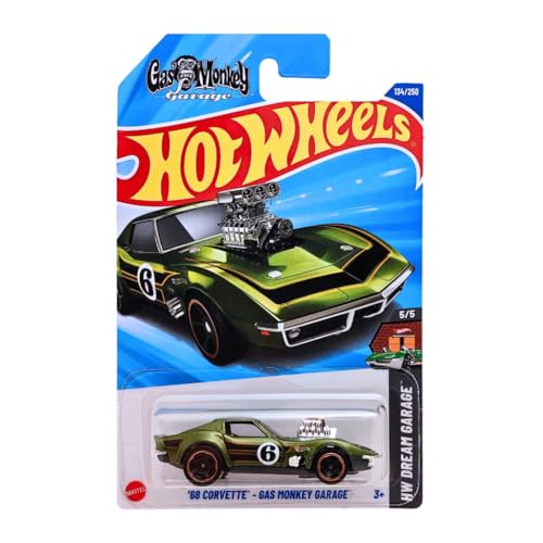 Image of Hot Wheels 68 Crovette Gas Monkey Garage HW Dream Garage Ages 3 and Up 134 /250 (Green)