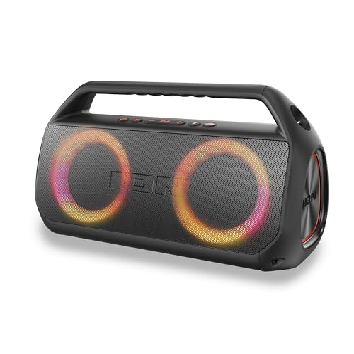 ION Uber Boom Ultra, High-Power Portable Bluetooth Stereo Speaker System with Lights, Rechargeable Battery, App Control, USB Playback, Water-Resistant and Sandproof, 80W