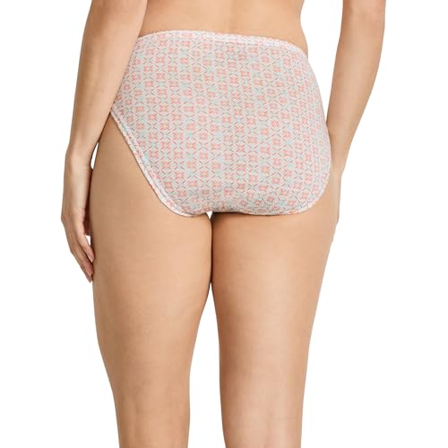 Image of Jockey Women's Underwear Elance French Cut - 3 Pack Underwear Women Pack, 100% Cotton, Paradise Peach /Peach Garden Geo /Echo Blue, 8