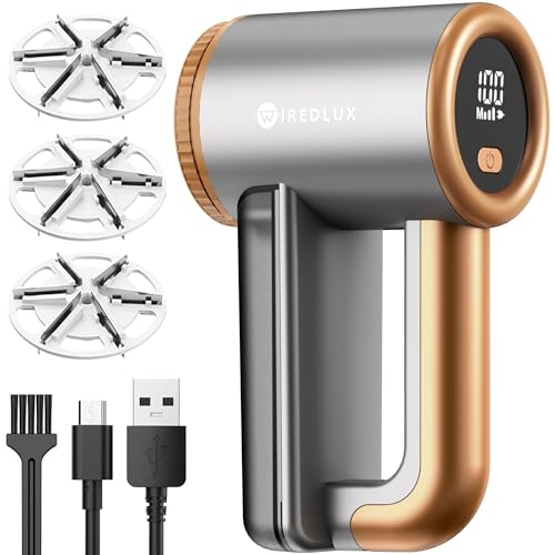 Quitapelusas Eléctrico WiredLux - Quitapelusas Recargable para Ropa y Muebles - 3 Velocidades, Cuchilla de 6 Hojas, Carga por USB - Quita Bolitas de Pelusa con Doble Protección (Cobre Mineral)