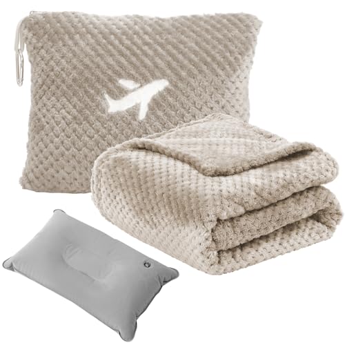 Nenolix Travel Blanket Airplane Compact with Bag, Travel Essentials 3