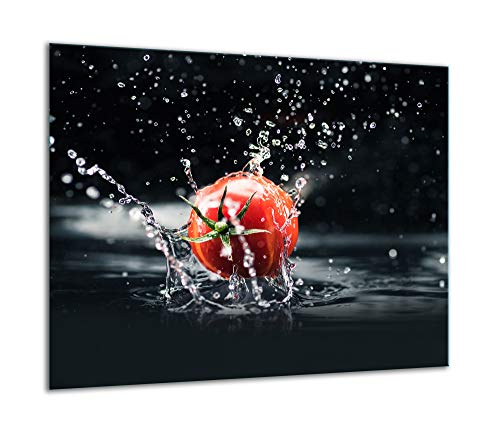 TMK | Placa protectora vitrificada, 60 x 52 cm, cristal, electrica, induction, salpicaduras, decorativa, negro