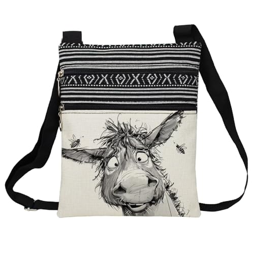 Funny Donkey Messenger Bag Small Ethnic Pattern Printed Adjustable Strap Crossbody Zipper Bag Funny Donkey Phone Bag Wallet Cute Shoulder Handbag for Women Friends -4