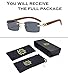 Heptagram Rectangle Fashion Rimless Sunglasses for Women Men Gangster 90s Frameless Shades Retro Vintage Trendy Eyewear (Gold Frame Grey Lens)