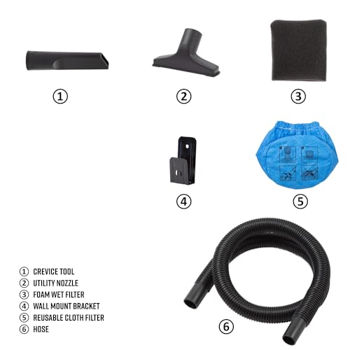 Armor All AA155 1,5 galões 2 Picos HP portátil Wet/Dry Shop Vac, laranja - Imagem 2