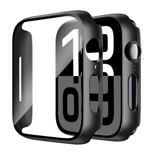 Smiling 2 Pack Case Compatible with Apple Watch Series 11 (2025)/ Series 10 42mm with Tempered Glass Screen Protector, Hard PC Case Scratch-Resistant Overall Protective Cover- Black by Smiling - Used condition - US$5.77