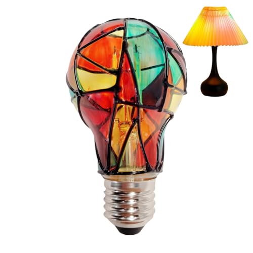 Buntglas Glühbirne – 4 W E27 LED | Décoration – Handbemalte Weihnachts-Party Glühbirne Für Zuhause, Wohnzimmer, Schlafzimmer, Fenster, Schafft...