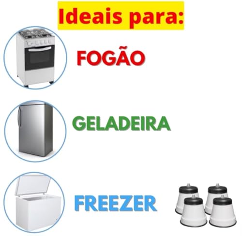 Kit com 4 Pés para Fogão, Geladeira e Freezer com Rodinhas Universais