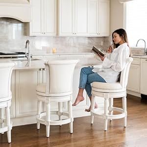 Maven Lane Pullman 31 Inch Tall Bar Height Upholstered Barstool with Back in White Oak Finish with Natural Color Fabric Cushion Seat, Set of 2 Maven Lane Pullman 31 Inch Tall Bar Height Upholstered Barstool with Back in White Oak Finish with Natural Color Fabric Cushion Seat Set of 2