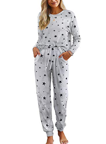 Arolina Conjunto de pijama de dos piezas para mujer, camiseta de manga larga y pantalones, ropa de dormir con bolsillos