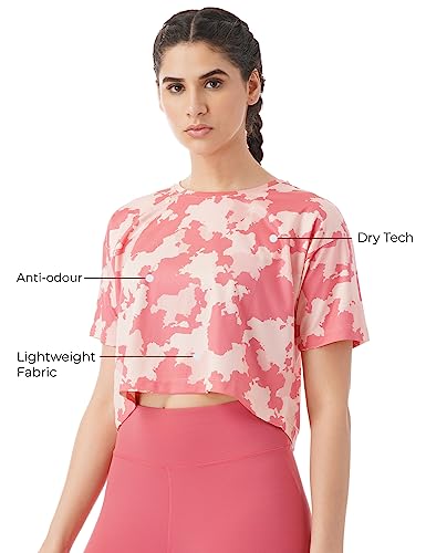 Image of PUMP'D Athleisure Women's Boxy Top for Gym -Lightweight, Anti-Odor, UV Protect, Ultra Soft Seams Cropped Regular Fit |Women for Training Wear | Workout Quick Dry Gym Wear Running Short T Shirt