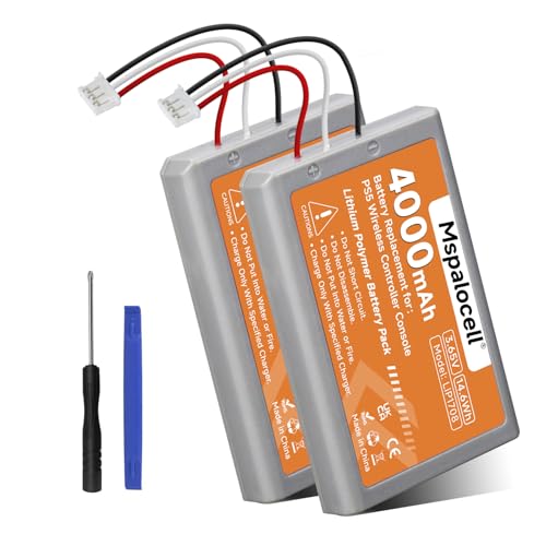 Mspalocell Batería de 4000 mAh para Sony PlayStation 5 LIP1708 / PS5, controlador de doble sentido PS5 CFI-ZCT1W CFI-ZCT1J, batería PS5, 2 piezas