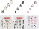 TRENDCOOL 48x Tips Uñas Postizas. Kit Uñas Acrilicas Decoradas. Tips Uñas Acrilicas con Pegamento Uñas Postizas. Decoraciones para uñas. Kit Acrilico para Uñas. Nail Kit. (M-3)