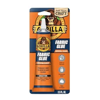Gorilla Waterproof Fabric Glue 2.5 Ounce Tube, Clear