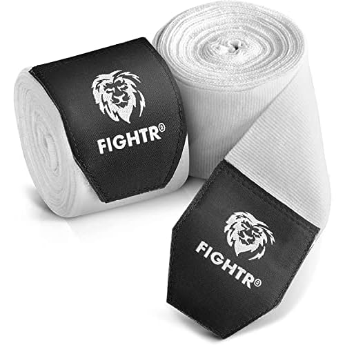FIGHTR® Premium Boxbandagen max. Stabilität und Sicherheit | 4m halb elastische Boxing Gloves mit Daumenschleife für Boxen, MMA, Mauy Thai - Box Hand Bandage Sport (Weiß)