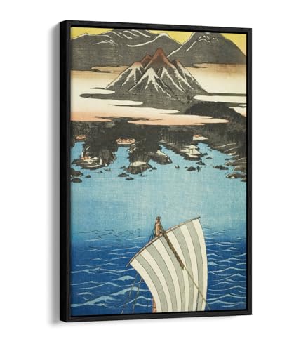 Toile Utagawa Hiroshige avec cadre noir pour habiller un grand mur vide avec élégance