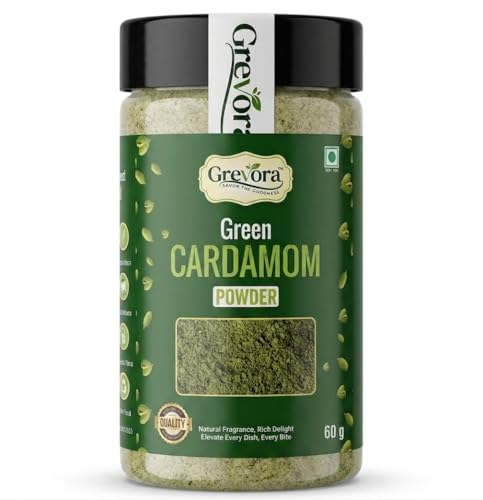 Image of Grevora Idukki Kerala Green Cardamom Powder (Elaichi Powder) 60g | No Added Preservatives | Rich Aroma for Tea, Sweets, Desserts & Baking
