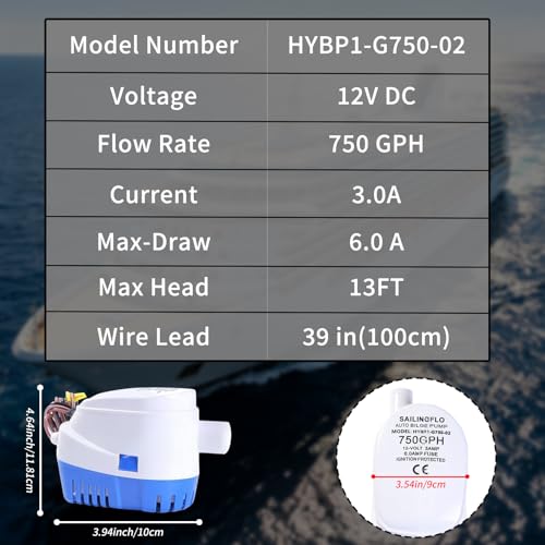 Pompe de cale automatique contre l'accumulation d'eau dans votre bateau 12V