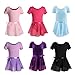 Hotfiary Girls Ballet Leotards with Removable Skirt Toddler Kids Short Sleeve Ballet Dance Dress Tutu Skirted Leotard 3-10Y
