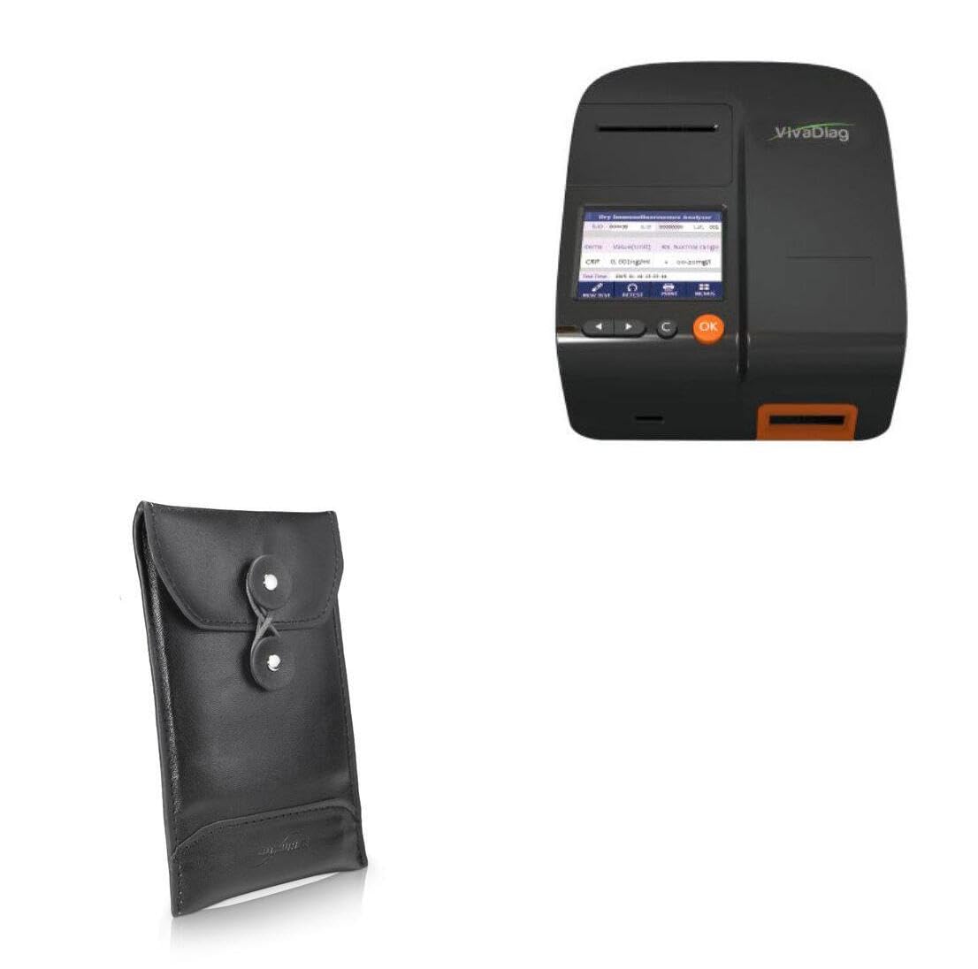 BoxWaveCase Compatible with VivaChek POCT Analyzer VIM01 - Nero Leather Envelope, Leather Wallet Style Flip Cover