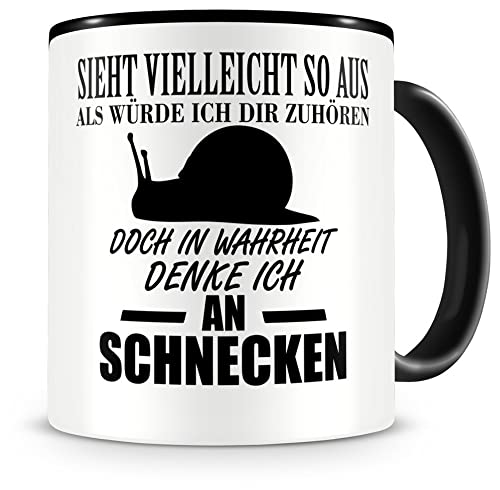 Keramik-Tasse 'Ich Denke An Reiten' – 300 Ml, Schwarz-weiß, Spülmaschinengeeignet