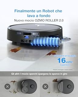 ECOVACS DEEBOT T80S OMNI Robot Aspirapolvere Lavapavimenti, 24800 Pa, OZMO ROLLER 2.0, ZeroTangle 3.0, Triple Lift, Lavaggio Mocio con Acqua Calda a 40-75 °C, Asciugatura ad Aria Calda, Nero