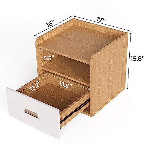 Vvsmriti Nightstand,Side Table Storage Cabinet With Drawers For Bedroom And Living Room - Farmhouse Design,Rustic Wood,Maple Color #TOP3