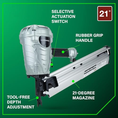 Image of Metabo HPT Framing Nailer, Pro-Preferred Power Nailer for Flooring, Roof Decking, and More, Lightweight 7.5 lbs Framing Tool for 21 2 inch to 3-1 /2 inch Plastic Collated Nails, NR90AES1