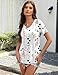 AKEWEI Womens Summer Tops V Neck Floral Short Sleeve Shirts Pleated Spring Clothes 2025
