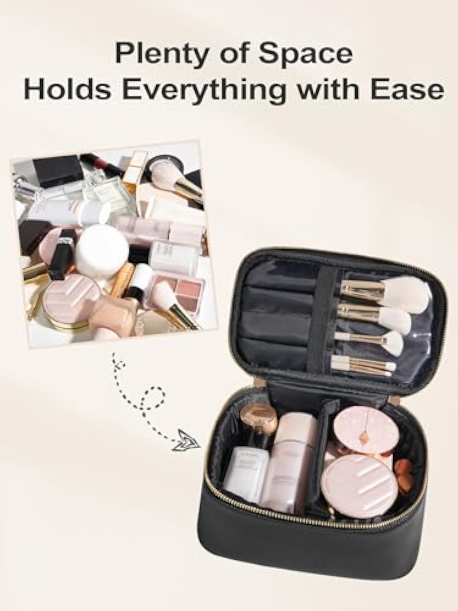 ROWNYEON Portable Makeup Bag, Travel Toiletry Organizer