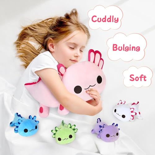 Image of KMUYSL Axolotl Plush Toys for Ages 0 1 2 3 4 5 6 7 8+ Year Old Boys Girls- Axolotl Mommy Stuffed Animal with 4 Baby Axolotls in Her Tummy, Christmas Birthday Gifts for Baby, Toddler, Kids