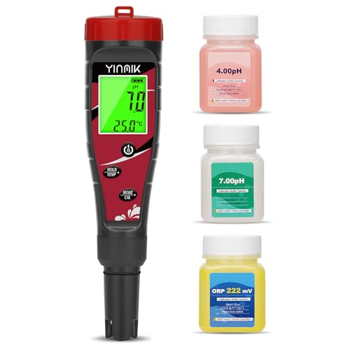 YINMIK Testeur de Chlore, pH Mètre Numérique de Chlore pH Sel Testeur Testeur de, pH Chlore TDS EC ORP Temp 0.1 Haute Précision Testeur Piscine Professionnel pour...