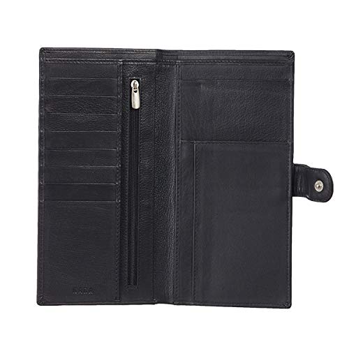 Image of KARA Unisex Leather Passport Holder - Bi-Fold Slim Genuine Leather with Button Lock & 6 Card Slots