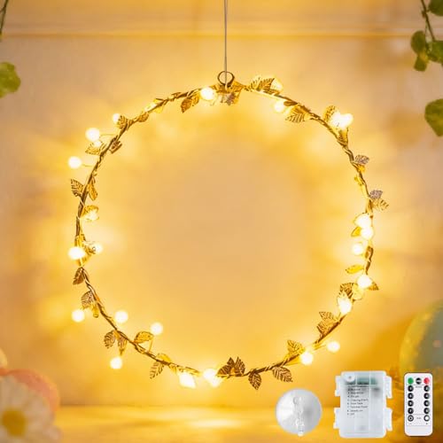 Kertaym Eiserner LED Lichterkranz Fenster 30CM, Warmweiß...