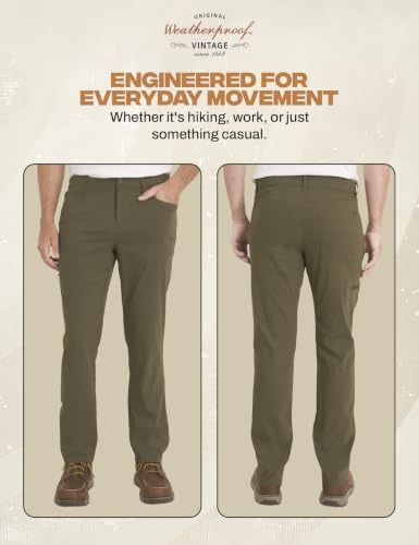 Image of Weatherproof Vintage Casual Hiking Pants for Men - Lightweight Stretch Travel Mens Work Pants with Utility Cargo Pocket