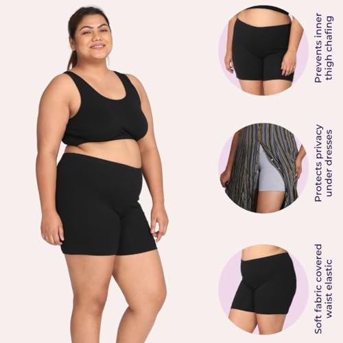 Image of Adira | Under Dress Shots for Women | Plus Size Women Tights Shorts | Soft & Comfy, Knitted Stretchy Fabric | Shorts for Dress | Women Inner Shorts | Plus Size | Pack of 2