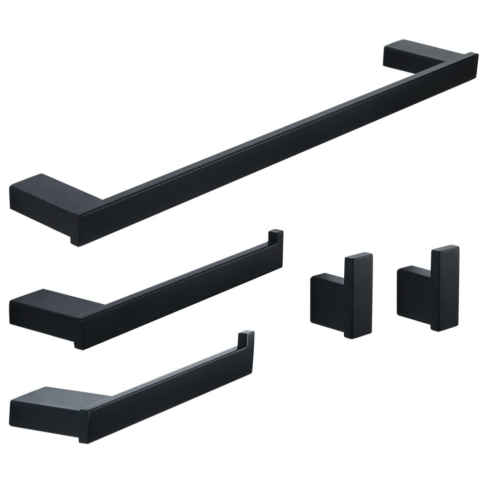 Juego de toallero de 4 piezas en acero inoxidable SUS-304 negro mate