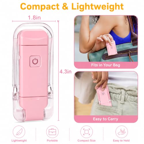 Image of One94Store Book Lamp for Students, USB Rechargeable LED Study Light, 3 Brightness & Color Modes, Clip-On, Portable & Eye-Friendly (Pink)