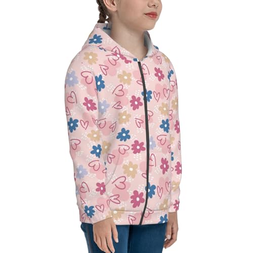 Hearts and Daisy Kid Hoodies Boys Zip Up Sweatshirts Girls Pullover with Pocket4