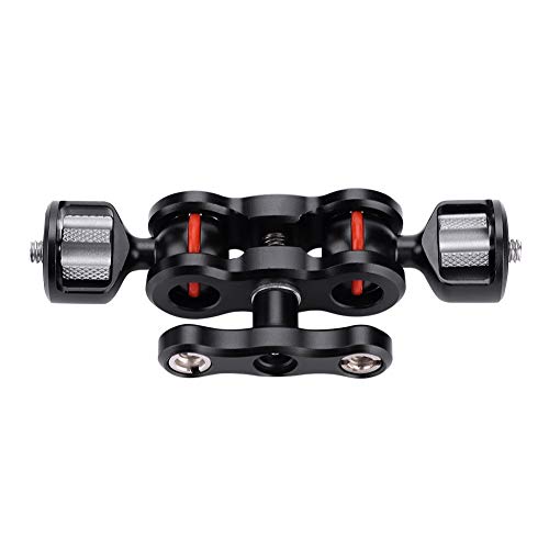 Adaptador de Montaje Mágico de Brazo Mágico la Cabeza Dual la Cabeza Doble Función para Cámara con Rotación 180 Grados y 1/4 '' Compatibilidad Tornillo