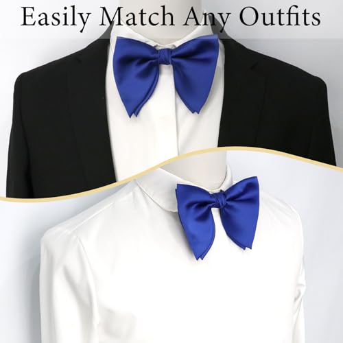 Image of Luckyvestir Oversized Bow Ties for Men, Pre Tied Clip on Men's Black Bowtie for Wedding Tuxedo Banquets Formal Wear